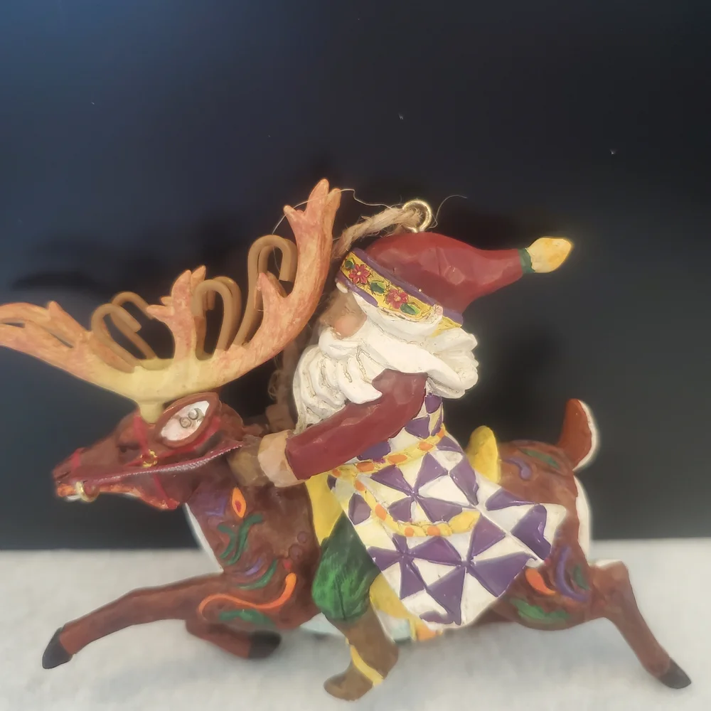 Jim Shore Heartwood Creek Santa Riding Reindeer Santa Did Ride Hanging Ornament